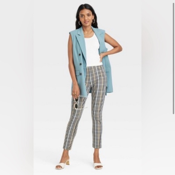 Women's Ankle Pants - A New Day Blue Plaid - Picture 2 of 7